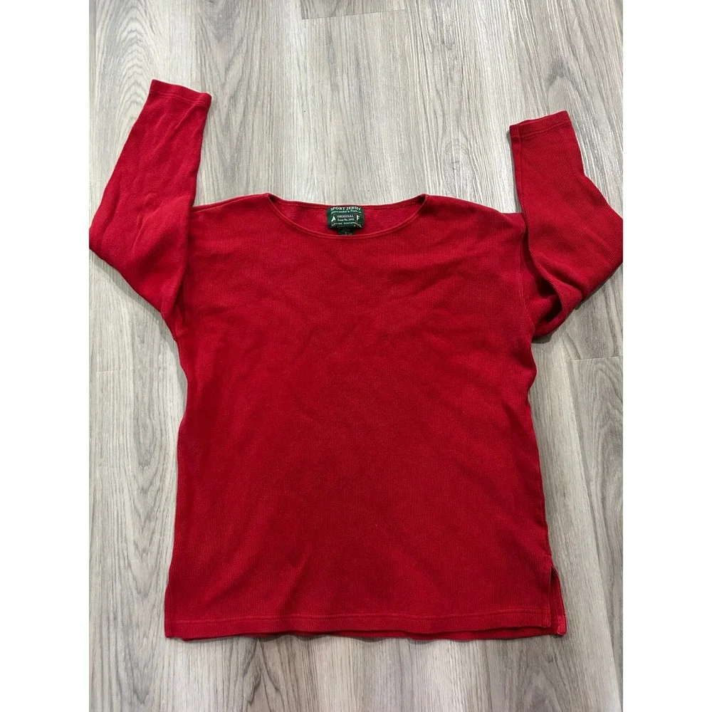 Abercrombie & Fitch Womens Sport Jersey Ribbed Cotton Top S Red Vintage 90s Knit